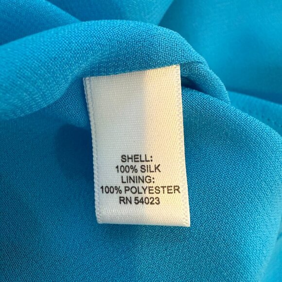 Banana Republic Trina Turk 100% Silk One Shoulder Mini Dress Women's 14 Blue - Picture 10 of 12